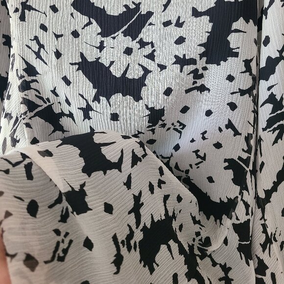 Women's Ralph Lauren Black Ivory  Silk Asymmetrical MidiSkirt Size 16 - Picture 6 of 9